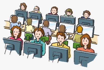 Computer Users - Computer Room Cartoon Png, Transparent Png, Free Download