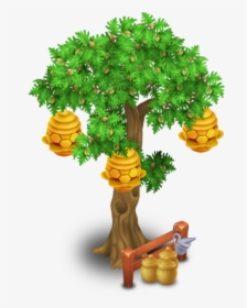 Honeycomb Clipart Honeybee Hive - Beehive And Tree Clipart, HD Png Download, Free Download