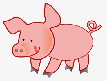 Pink, Pig, Fat, Slops, Ring-tailed, Happy - Pig Clip Art, HD Png Download, Free Download