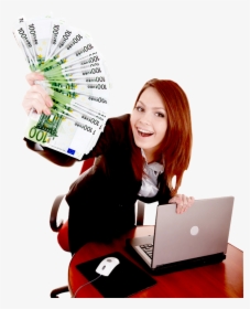 Happy Business Woman Showing The Money - Business Women With Money, HD Png Download, Free Download