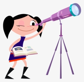 O Show Da Luna - Girl Cartoon Looking Through A Telescope, HD Png Download, Free Download