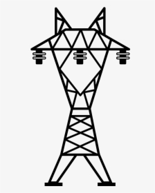 Line,line And White,clip Art,coloring Book,tower - Power Transmission Tower Icon, HD Png Download, Free Download