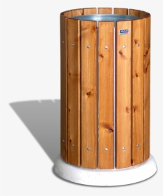 Galvanized Steel Basket With Wooden Slats For Collecting - Trash Can Wood Png, Transparent Png, Free Download