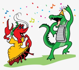 Crawfish And Alligator Dancing Vector Clip Art - Mardi Gras Crawfish Clip Art, HD Png Download, Free Download