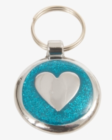 Luxury Designer Dog Tag Glitter Azure Blue Heart Shimmer - Keychain, HD Png Download, Free Download