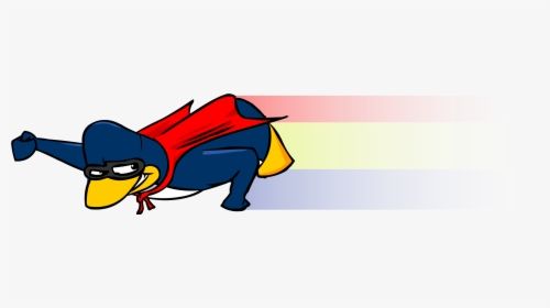 Super Penguin Leaving Flag Similar To Colombia Behind - Cartoon, HD Png Download, Free Download