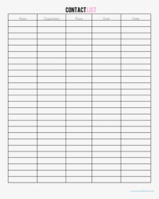 Blank Printable Sign In Sheet Template, HD Png Download, Free Download