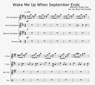 Wake Me Up When September Ends Sheet Music Composed - Carryon My Wayward Son Tenor Sax Sheet Music, HD Png Download, Free Download