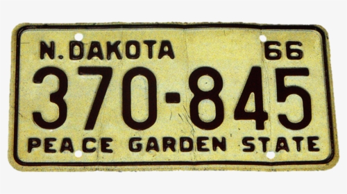 North Dakota 1966 License Plate - Signage, HD Png Download, Free Download
