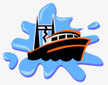 Vector Illustration Of Commercial Fishing Trawler Boat - Blue Paint Splatter Gif, HD Png Download, Free Download