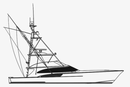 Drawn Yacht Fishing Boat - Fishing Yacht Line Drawing, HD Png Download, Free Download