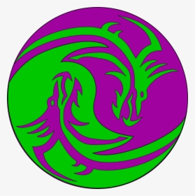 Green Purple Dragons Svg Clip Arts - Dragon Yin Yang Symbol, HD Png Download, Free Download