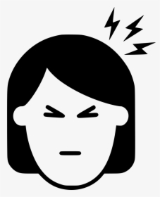 Headache Woman Line - Cartoon Fever Black And White, HD Png Download, Free Download