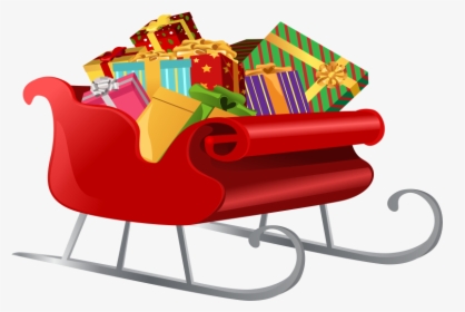 Sleigh Santa With Ts Clip Art Image Transparent Png - Transparent Christmas Sleigh Clipart, Png Download, Free Download