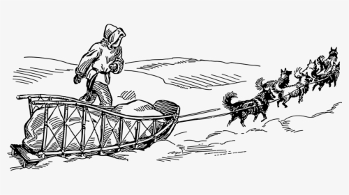 Dog Pulling Sled Drawing, HD Png Download, Free Download