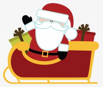 Transparent Santas Sleigh Clipart - Christmas Santa With Sleigh Clipart, HD Png Download, Free Download