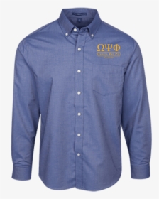 Omega Psi Phi Long Sleeve Oxford Shirt - Long-sleeved T-shirt, HD Png Download, Free Download