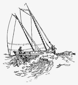 Drawing Sailboats Titanic - Boat On Wave Drawing, HD Png Download, Free Download