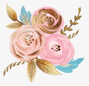 Rose Gold Flower Png - Rose Gold Watercolor Background, Transparent Png, Free Download
