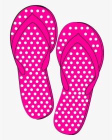 Thongs, Flip Flops, Pink, Dots, Summer, Beach, Sandal - Transparent Background Flip Flop Clip Art, HD Png Download, Free Download