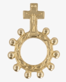 Gold Tone Finger Rosary With Crucifix Png Finger Rosary - Cross, Transparent Png, Free Download