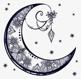 Decoration Moon Drawing Crescent Download Hq Png Clipart - Artistic Moon Crescent Drawing, Transparent Png, Free Download