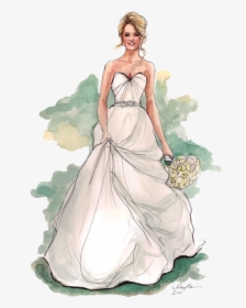 Bride Png Image Hd - Drawing Of Girl Wearing A Dress, Transparent Png, Free Download