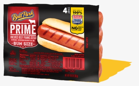 Ball Park Bun Size Prime Beef Hot Dogs , Png Download - Ball Park Prime Beef Hot Dogs, Transparent Png, Free Download
