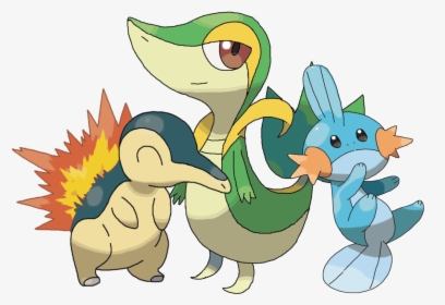 Cyndaquil, Snivy & Mudkip, Drawn On Paint  these Were - Cyndaquil And Snivy, HD Png Download, Free Download
