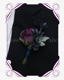 Silk Artificial Purple And Blue Rose Groom / Groomsmans - Fake Flower Pink Rose Boutonniere, HD Png Download, Free Download