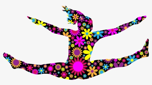 Girl Silhouette Jumping Clipart - Girl Colorful Silhouette Jumping, HD Png Download, Free Download