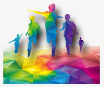 #ftestickers #children #kids #running #silhouette #rainbowcolors - Running Silhouette Colorful Png, Transparent Png, Free Download