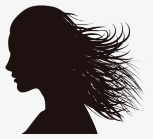 Silhouette Woman Female Drawing - Long Hair Girl Face Silhouette, HD Png Download, Free Download