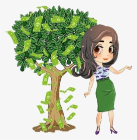 Cartoon Money Png - Girls With Money Cartoon, Transparent Png, Free Download