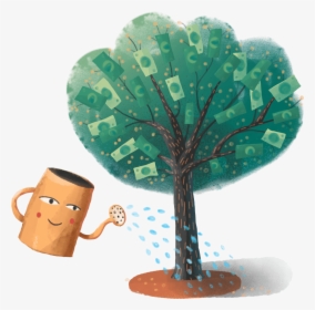 Illustration Of A Watering Can Watering A Growing Money - Illustration, HD Png Download, Free Download