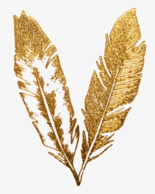 Feather Gold Flash Tattoo - Gold Feather Transparent Background, HD Png Download, Free Download