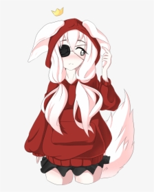 Oc Own Character Anime Girl Art Hoodie Fox Ears Eye - Red Hoodie Anime Girl, HD Png Download, Free Download