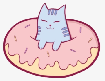 Neko Donut Yum Cute Sweet Kittylove Kitty Food Kitten - Kitten Donut Clipart, HD Png Download, Free Download