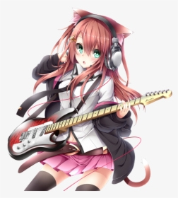 Anime Neko Png - Transparent Anime Girl With Guitar, Png Download, Free Download