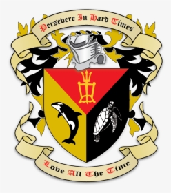 Per Pall, Gules, Sable And Or, In Chief A Waterman - Coats Of Arms Perseverance, HD Png Download, Free Download