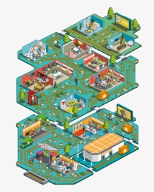 Colourful Isometric Illustration Of Various Futures, HD Png Download, Free Download