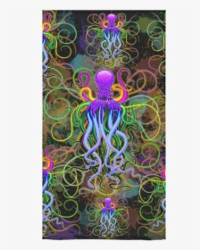 Octopus Psychedelic Luminescence Bath Towel 30"x56" - Octopus Psychedelic, HD Png Download, Free Download