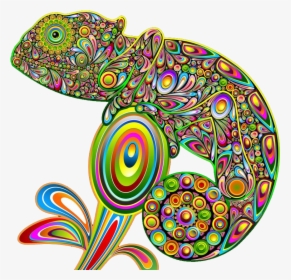 Chameleons Lizard Psychedelic Art Psychedelia Hand - Art Compose Of Shape, HD Png Download, Free Download