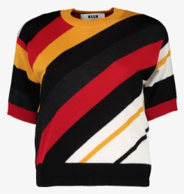 Msgm Diagonal Striped Knit Sweater In Black - Sweater, HD Png Download, Free Download