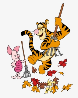 Clipart Fall Sweeping Leave - Fall Winnie The Pooh Clipart, HD Png Download, Free Download
