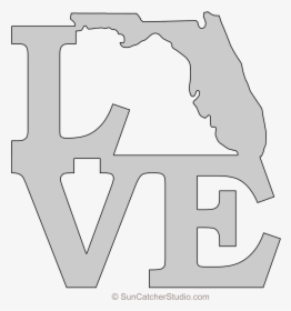 Florida Love Map Outline Scroll Saw Pattern Shape- - Line Art, HD Png Download, Free Download