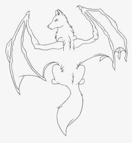Demon Wings Drawing At Getdrawings - Wolf With Dragon Wings Base, HD Png Download, Free Download