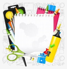 School Supplies Background Cartoons, HD Png Download, Free Download