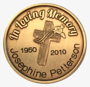 In Loving Memory Engraved Cross Rose Memorial Bronze - Coin, HD Png Download, Free Download