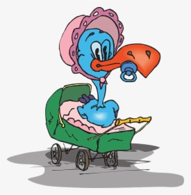 Baby, Cartoon, Bird, Bonnet, Pacifier, Carriage - Bird With Pacifier, HD Png Download, Free Download